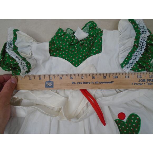 Vintage 80s Nana’s Pet JC Penney Green Heart Dress With Pinafore Apron Size 2T - Picture 9 of 12